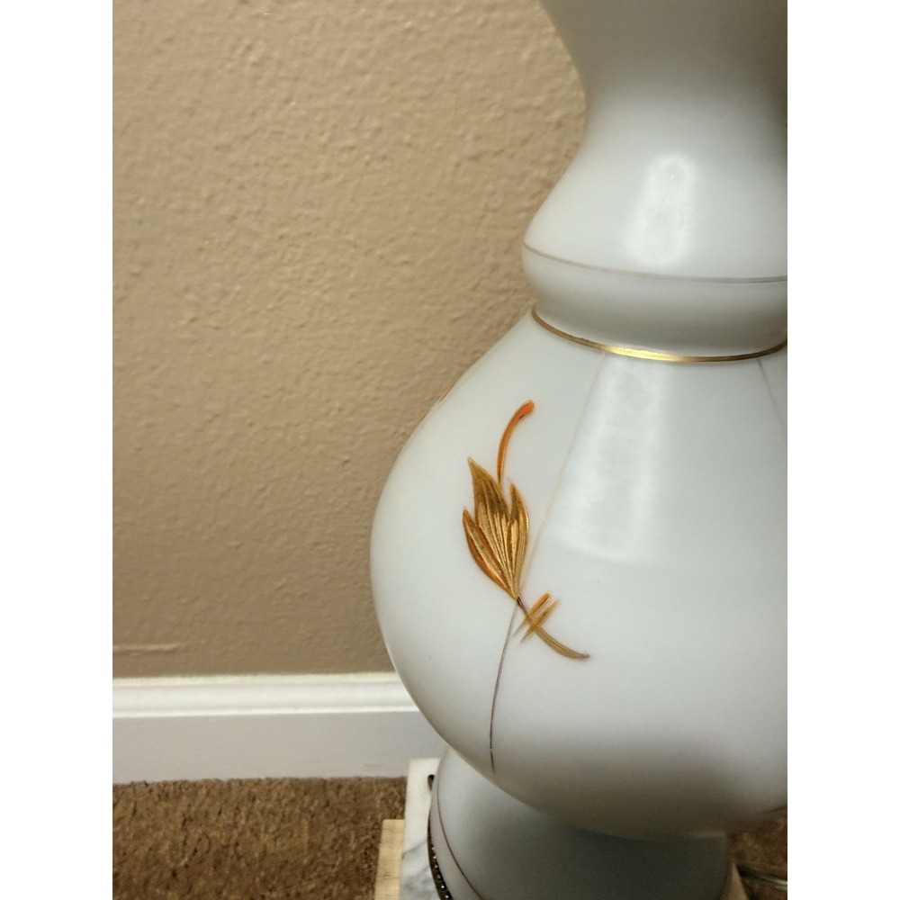 Vtg White Satin Lamp Made in Western Germany, Poseidon Fish Base On Marble 29" - Picture 12 of 16